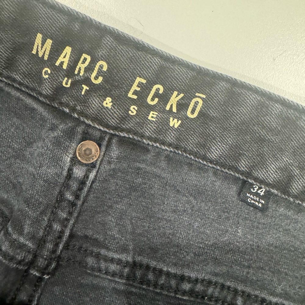 Men's Black Distressed Marc Ecko Jeans Cut & Sew - Picture 4 of 9